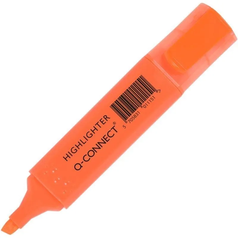 Zvýrazňovač Q-CONNECT 1-5mm, oranžový, pre domáce aj kancelárske použitie, skosený hrot, m
