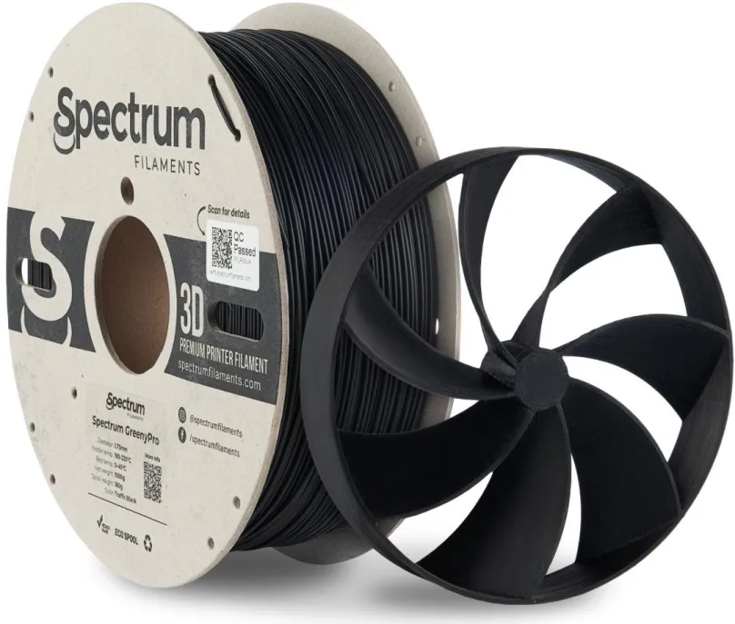 Filament Filament Spectrum GreenyPro 1.75mm Traffic Black 1kg, materiál PLA fluorescenčná,