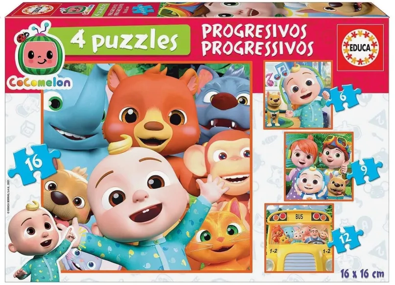 Puzzle Educa Puzzle CoComelon 4v1 (6,9,12,16 dielikov)