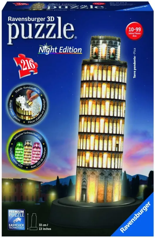 3D puzzle Ravensburger 3D 125159 Pisa (Nočná edícia)