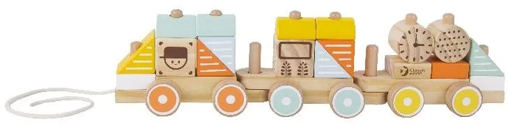 Vláčik Rappa drevený vlak ťahacie s kockami