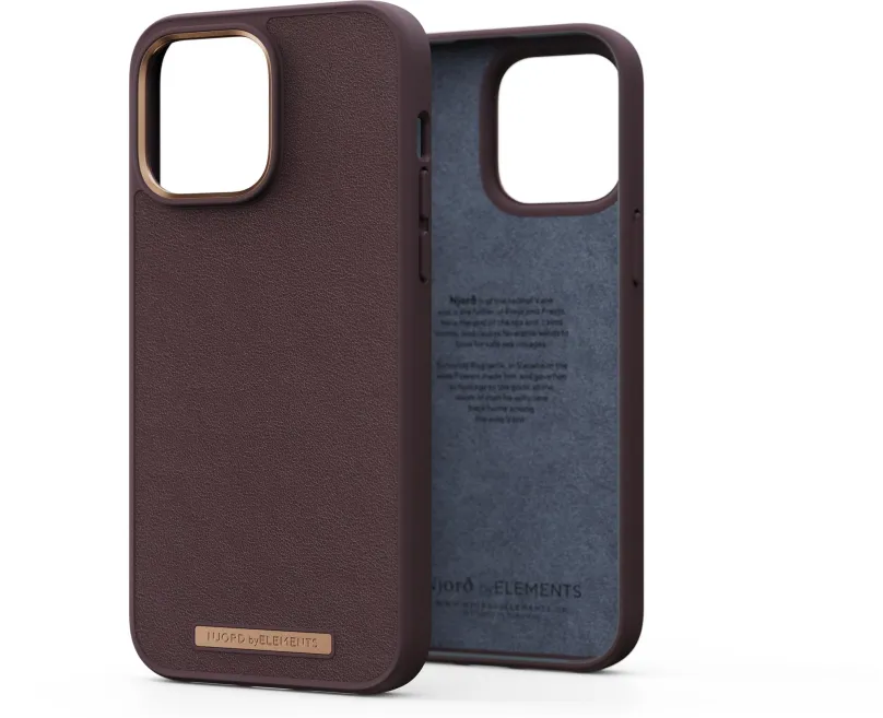 Kryt na mobil Njord iPhone 14 Pre Max Genuine Leather Case Dark Brown, pre Apple iPhone 14