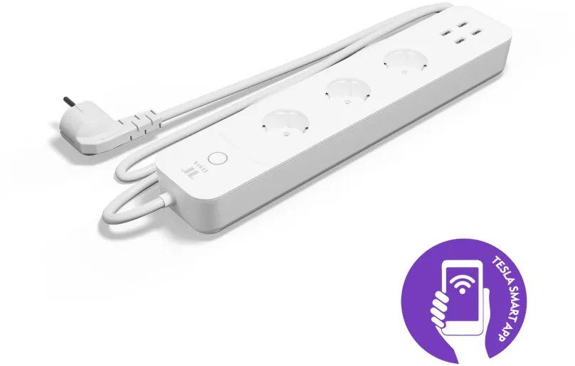 Chytrá zásuvka Tesla Smart Power Strip 3 + 4 USB