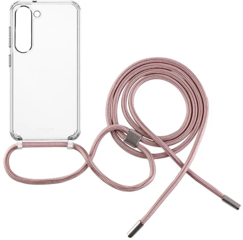 Kryt na mobil FIXED Pure Neck AntiUV s ružovou šnúrkou na krk pre Samsung Galaxy S23