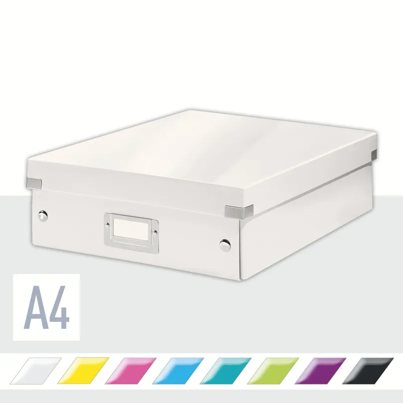 Archivačná krabica LEITZ WOW Click & Store A4 28.1 x 10 x 37 cm, biela