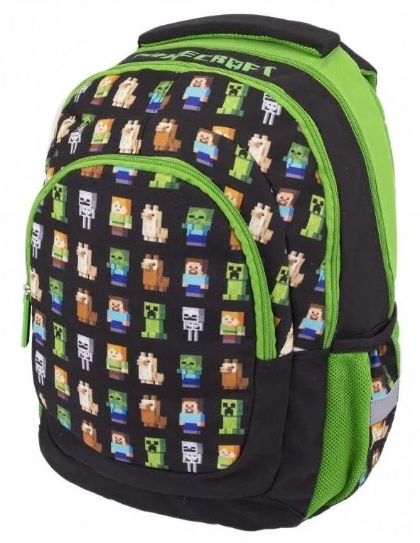 Školský batoh Školský batoh Minecraft zeleno čierny