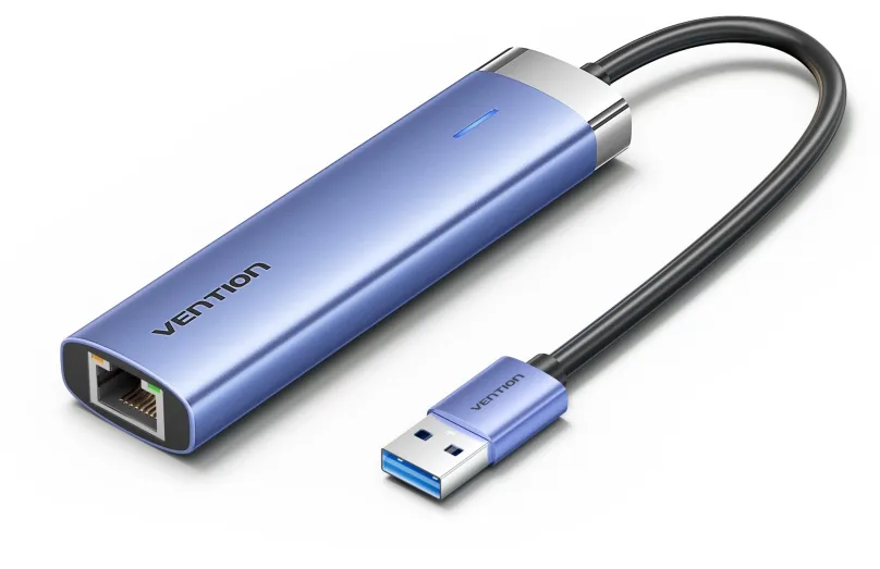 Replikátor portov Vention 5-in-1 USB 3.0 to RJ45/3xUSB 3.0/USB-C Blue Aluminum Alloy Type