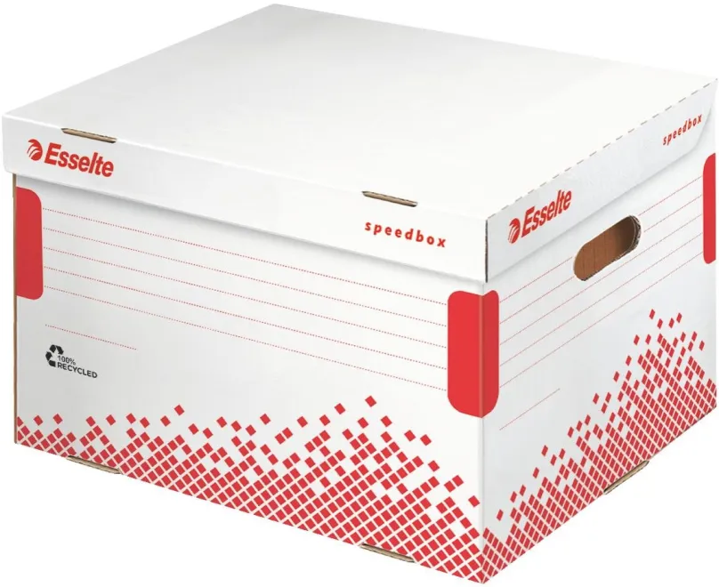 Archivačná krabica ESSELTE Speedbox, 39.2 x 30.1 x 33.4 cm, bielo-červená