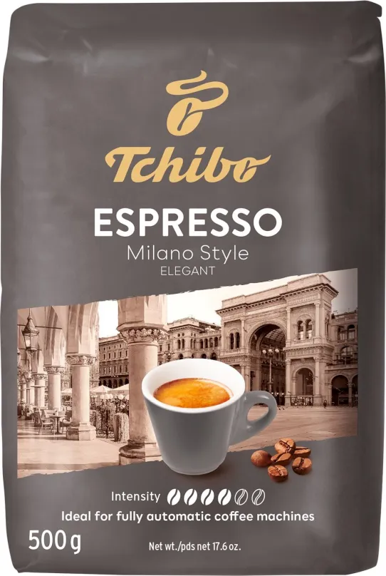 Káva Tchibo Espresso Milano, zrnková, 500g, zrnková, 100% arabica, pôvod Zmes rôzneho p