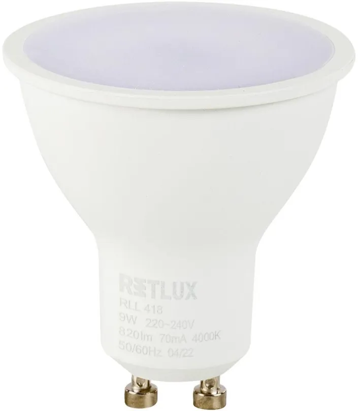 LED žiarovka RETLUX RLL 418 GU10 bulb 9W CW