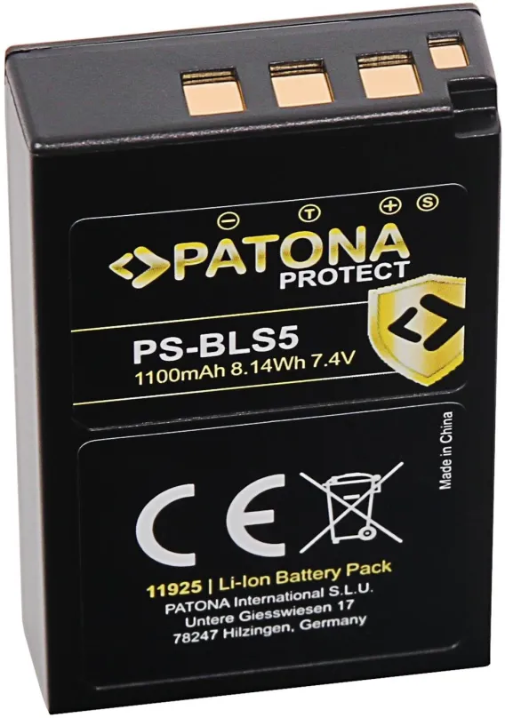 Batéria pre fotoaparát PATONA pre Olympus BLS5 1100mAh Li-Ion Protect