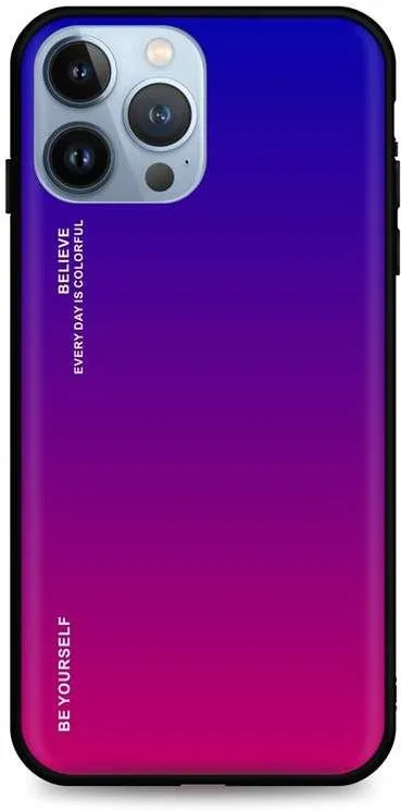 Kryt na mobil TopQ LUXURY iPhone 13 Pre pevný dúhový fialový 65374