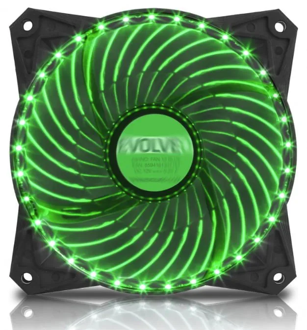 Ventilátor do PC EVOLVEO 12L2GR LED 120mm zelený, 120 x 25 mm, 1200 RPM - 1200 RPM, maxima