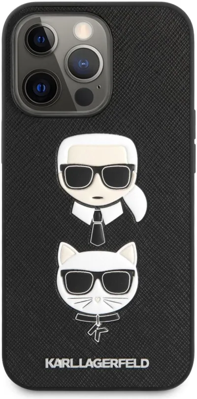 Kryt pre mobil Karl Lagerfeld PU Saffiano Karl and Choupette Heads Kryt pre Apple iPhone 13 Pro Black