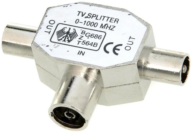 Rozbočovač FS 27, (rozdvojka) - male konektory: 2x anténny konektor (IEC), female konektor