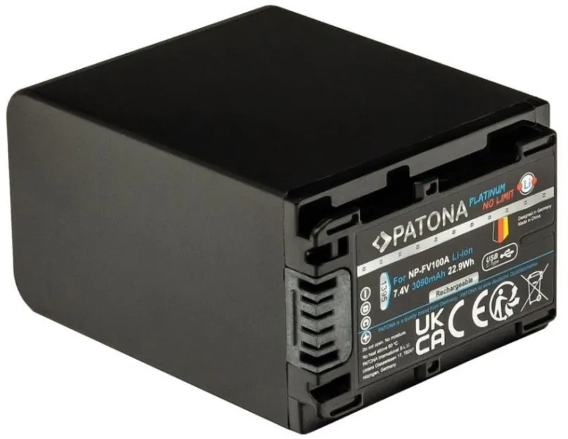 Batéria pre fotoaparát PATONA batéria pre Sony NP-FV100 3090mAh Li-Ion Platinum USB-C nabíjanie