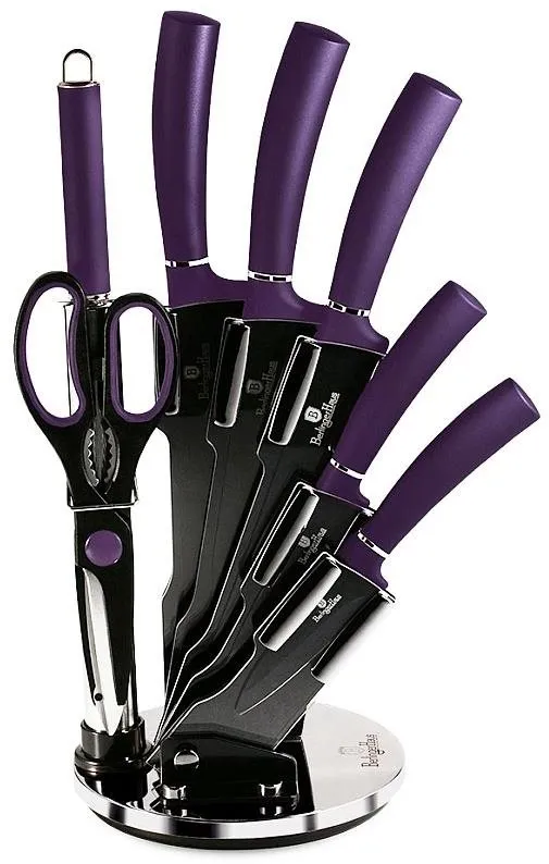 BERLINGERHAUS Sada nožov v stojane 8 ks Purple Metallic Line