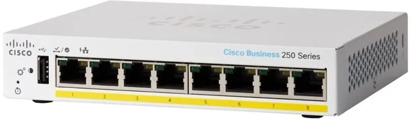 Switch CISCO CBS250 Smart 8-port GE, Partial PoE, Desktop, Ext PSU, desktop, 8x RJ-45, 1x