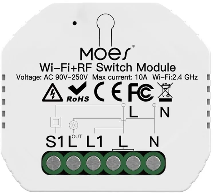 WiFi spínač MOES Hidden wifi smart switch 1 gang, pre osvetlenie, ovládanie domácnosti a o
