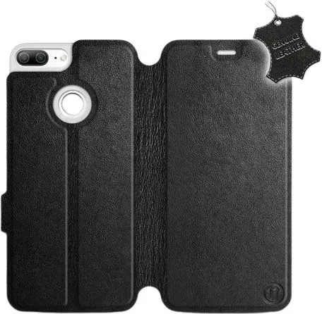 Kryt na mobil Flip puzdro na mobil Honor 9 Lite - Čierne - kožené - Black Leather