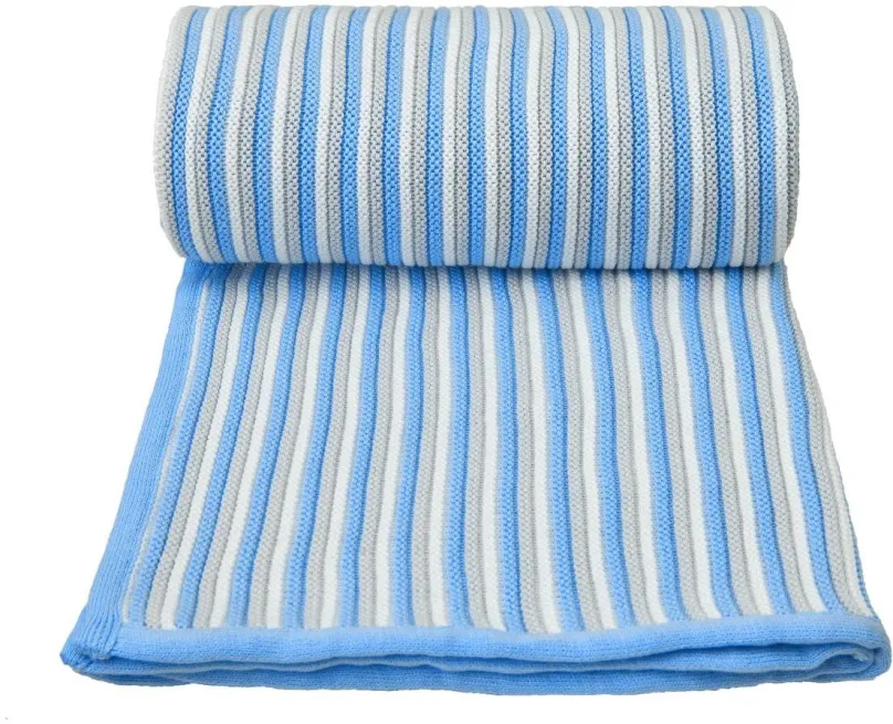 Deka T-TOMI pletená deka Spring White-Blue, 80 x 100 cm, detská, do postieľky, do kočíka,