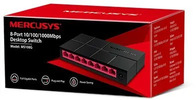 Switch Mercusys MS108G, desktop, 8x RJ-45, 8x 10/100/1000Base-T, prenosová rýchlosť LAN po