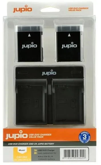 Batéria pre fotoaparát Jupio 2x EN-EL14(A) 1100mAh + USB duálna nabíjačka