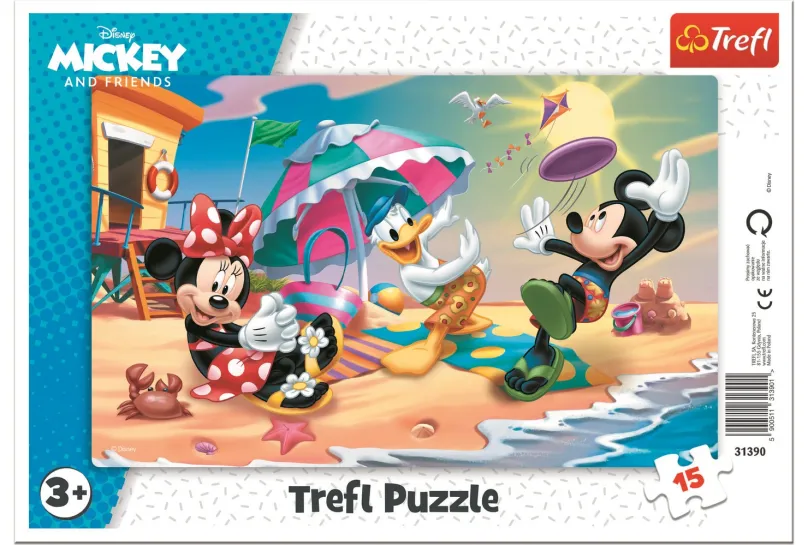 TREFL Puzzle Mickey a Minnie: Zábava na pláži 15 dielikov
