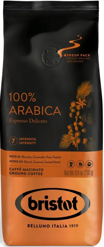 Káva Bristot Diamante 100% Arabica 250g, mletá, 100% arabica, pôvod Južná Amerika a Str.