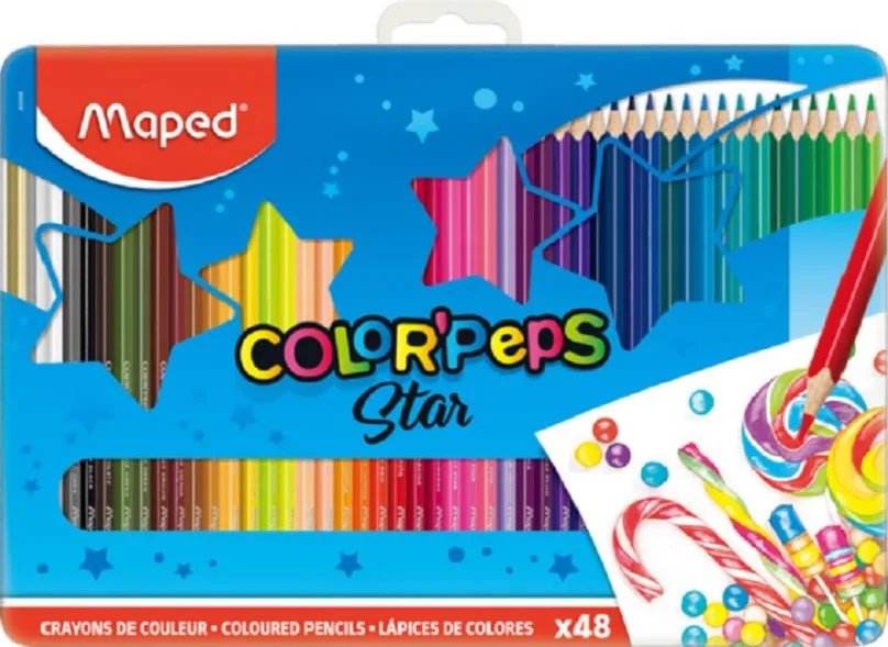 Pastelky MAPED Color Peps Metal Box, 48 farieb