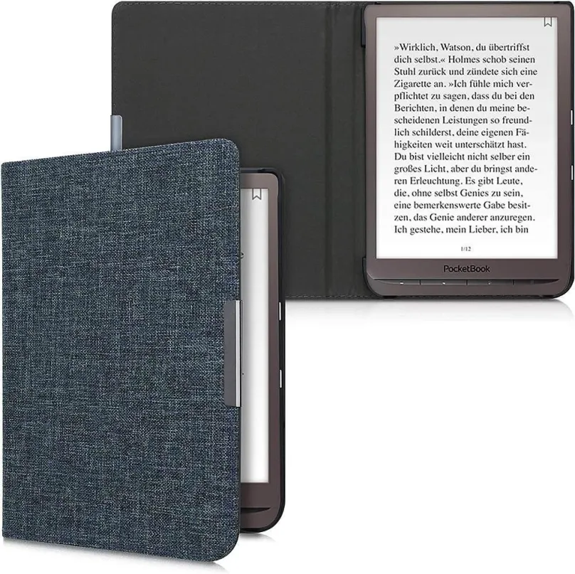 Púzdro na čítačku kníh KW Mobile - Fabric Flip - KW4677504 - Púzdro pre Pocketbook 740/741 - tmavo modré