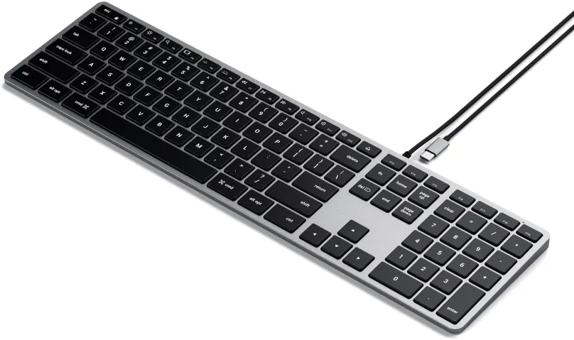 Klávesnica Satechi Slim W3 USB-C BACKLIT Wired Keyboard - Space Grey - US