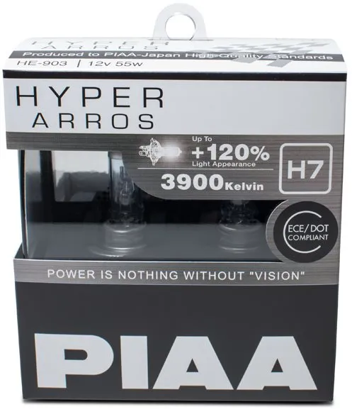 Autožiarovka PIAA Hyper Arros 3900K H7 - o 120 percent vyššiu svietivosť, zvýšený jas