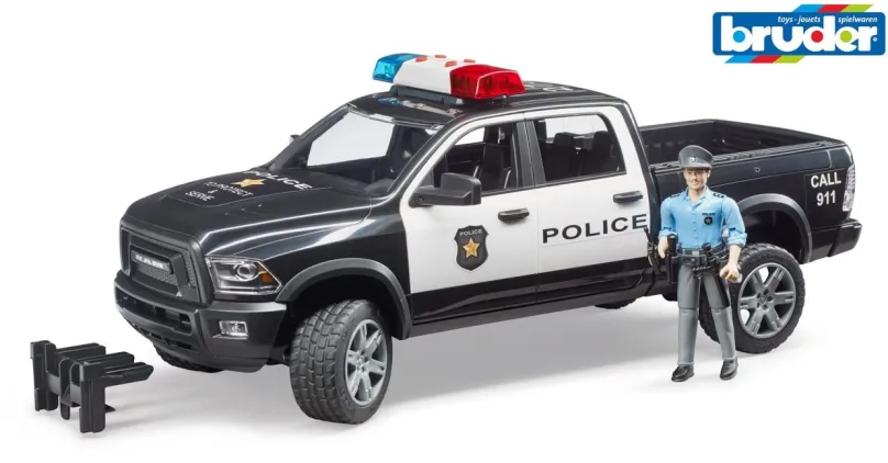 Auto Bruder Konštrukčné vozidlá - policajný pick-up RAM2500 s policajtom