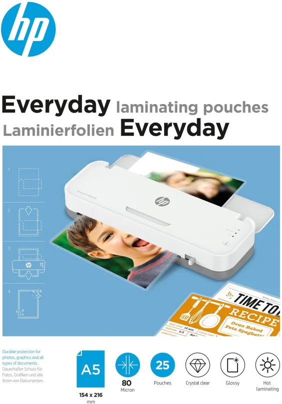 Laminovacie fólie HP Everyday A5 80 Micron, 25 ks