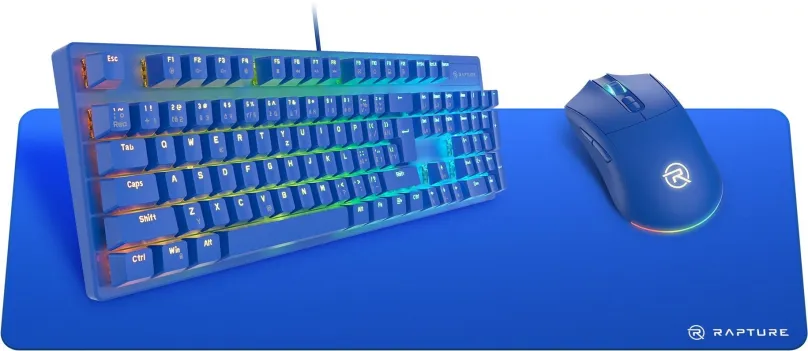 Set klávesnice a myši Rapture ELITE Gaming Set modrý, s hernou podložkou, bezdrôtová myš: