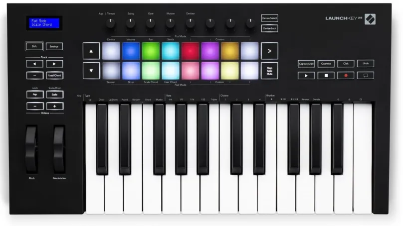 MIDI klávesy NOVATION Launchkey 25 MK3, 25 kláves, s polovyváženou klaviatúrou, s dynamiko