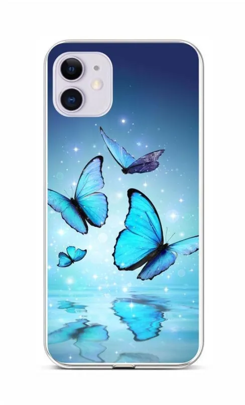 Kryt na mobil TopQ iPhone 11 silikón Modrí motýlikovia 58812