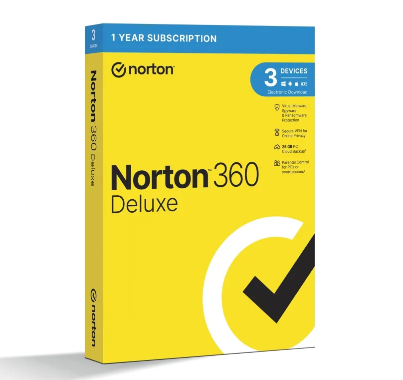 Internet Security Norton 360 Deluxe 25GB, VPN, 1 užívateľ, 3 zariadenia, 12 mesiacov (elektronická licencia)