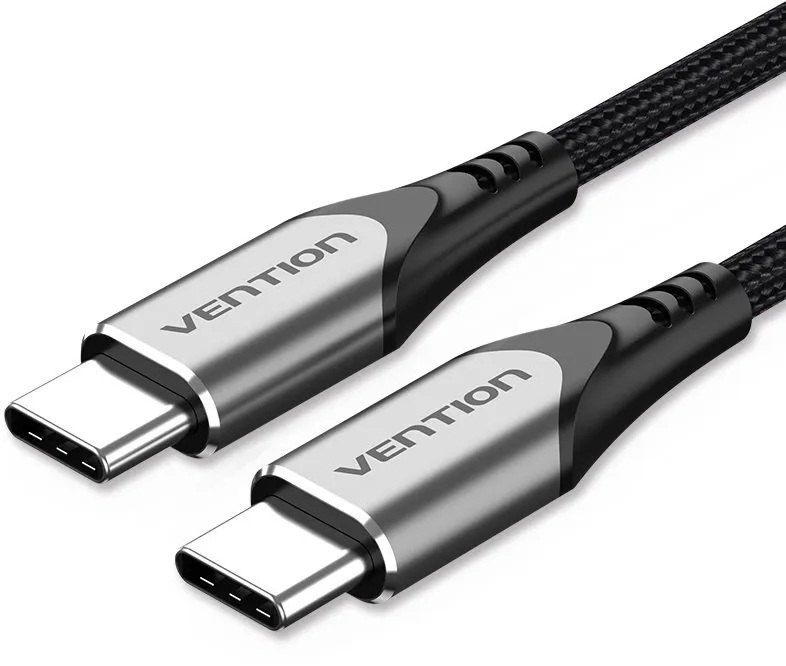 Dátový kábel Vention Type-C (USB-C) 2.0 (M) to USB-C (M) Cable, Gray Aluminum Alloy Type