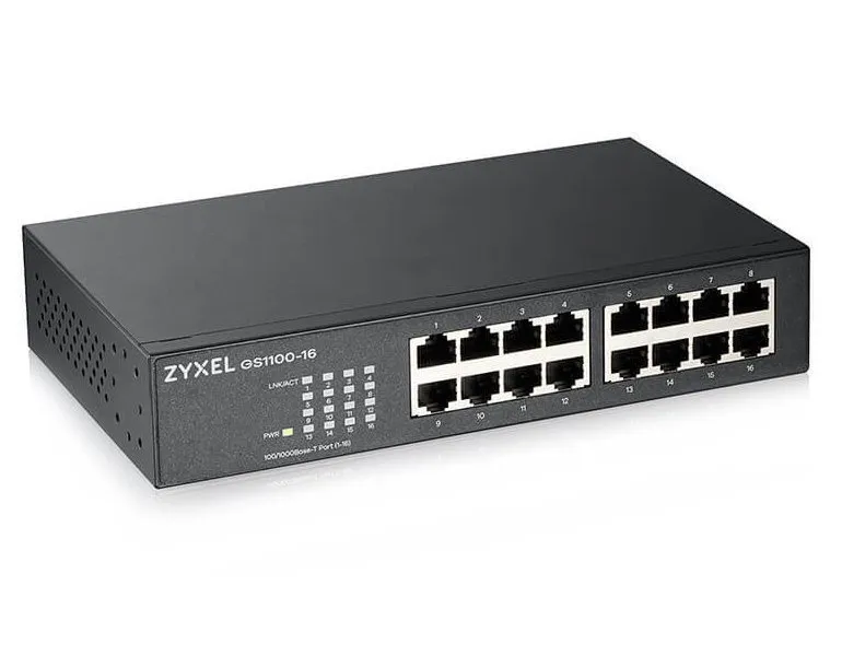 Switch Zyxel GS1100-16 v3, do racku, 16x RJ-45, prenosová rýchlosť LAN portov 1 Gbit, 16 p