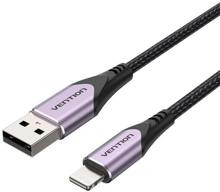 Dátový kábel Vention MFi Lightning USB Cable Purple 2m Aluminum Alloy Type