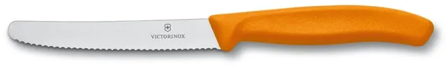 Kuchynský nôž Victorinox nôž na paradajky s vlnkovaným ostrím 11 cm oranžový