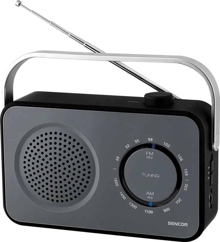 Rádio Sencor SRD 2100 B, klasické, prenosné, AM a FM tuner, výkon 4 W, výstup 3,5 mm Jack,