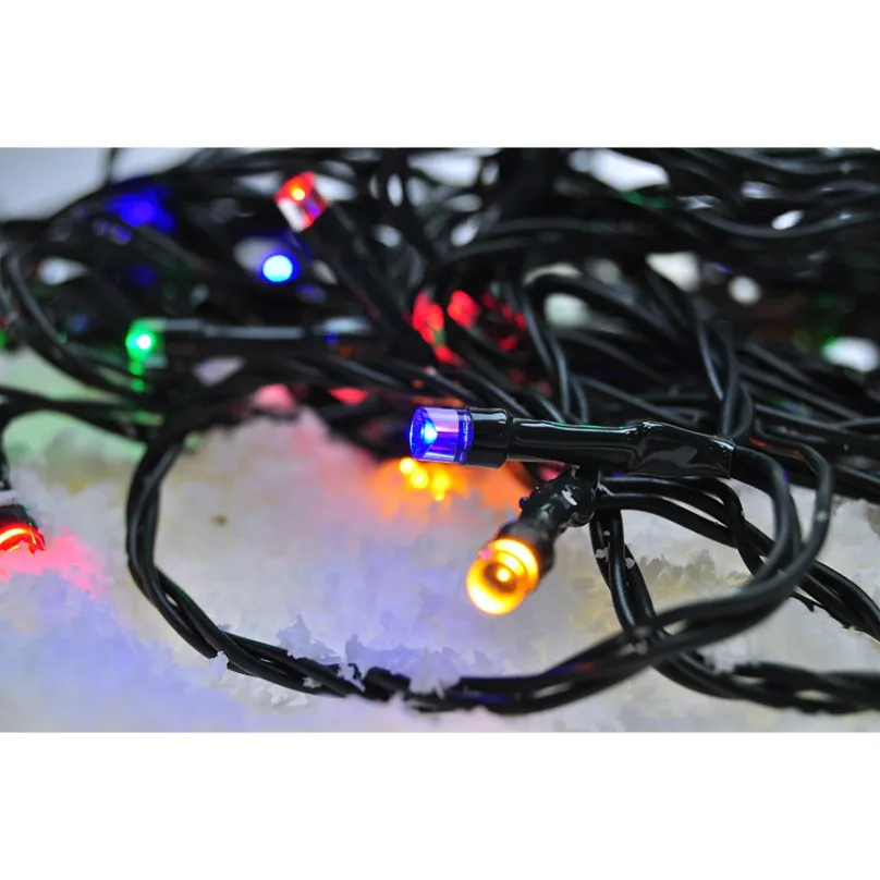 Solight LED vonkajšia vianočná reťaz, 300 LED, 30m, prívod 5m, 8 funkcií, časovač, IP44, viacfarebný