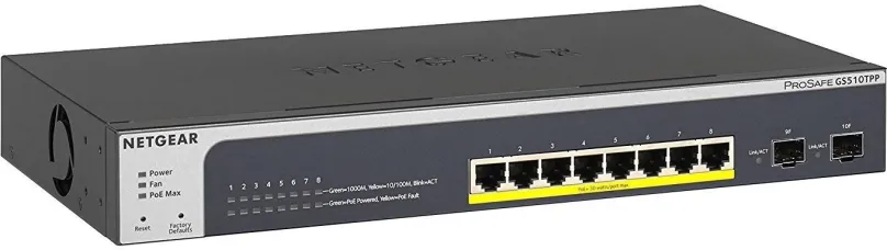 Switch Netgear GS510TPP, desktop, 8x RJ-45 0x USB 2.0, 2x SFP, 8x 10/100/1000Base-T, IGMP