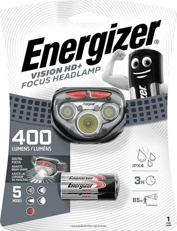 Čelovka Energizer Headlight Vision HD+ Focus 400 lm, so svetelným výkonom 400 lm, dosvit 8