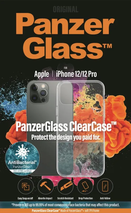 Kryt na mobil PanzerGlass ClearCase Antibacterial pre Apple iPhone 12 / iPhone 12 Pro