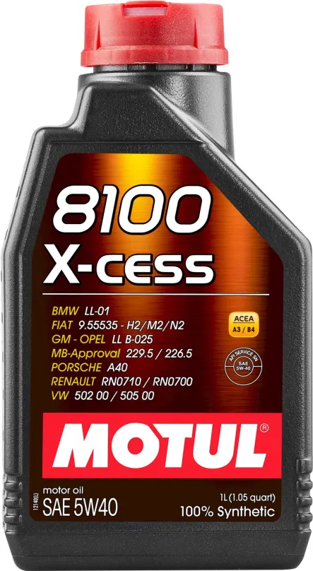 Motorový olej MOTUL 8100 X-CESS 5W40 1L, 5W-40, syntetický, longlife, API CF, ACEA A3/B4,