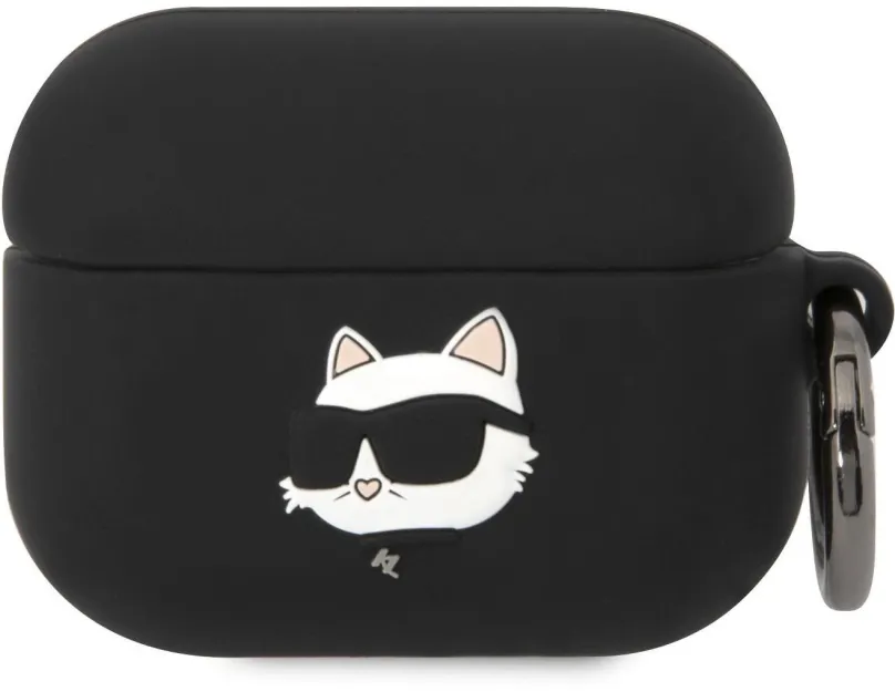 Puzdro na slúchadlá Karl Lagerfeld 3D Logo NFT Choupette Head Silikónové Puzdro pre Airpods Pro Black